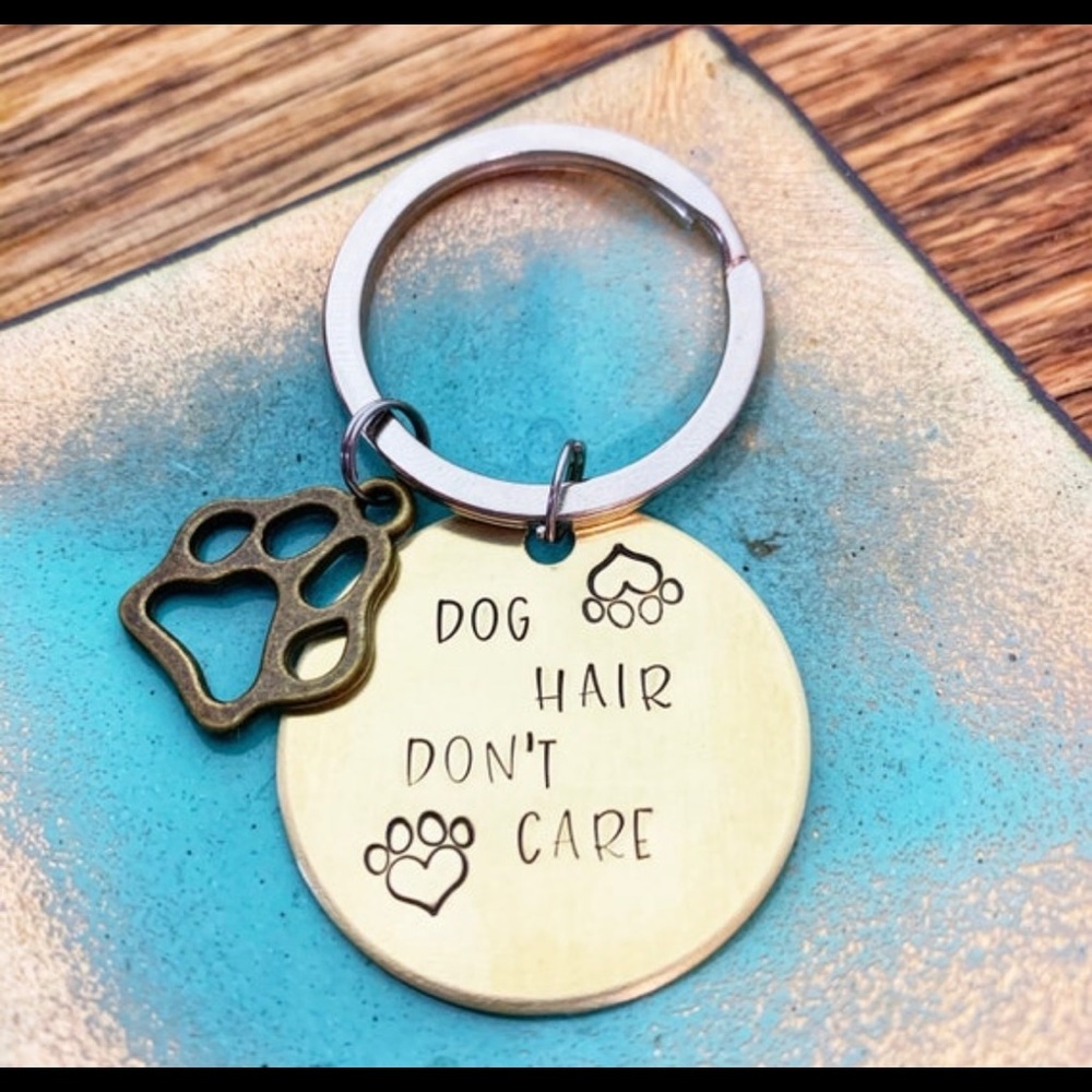 🆕Dog Lover Keychain Jewelry Dog Hair Don't Care